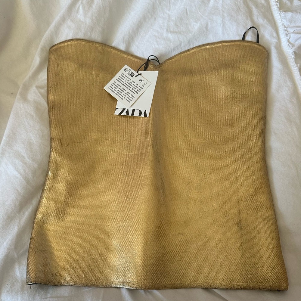 zara gold knit corset. Never worn